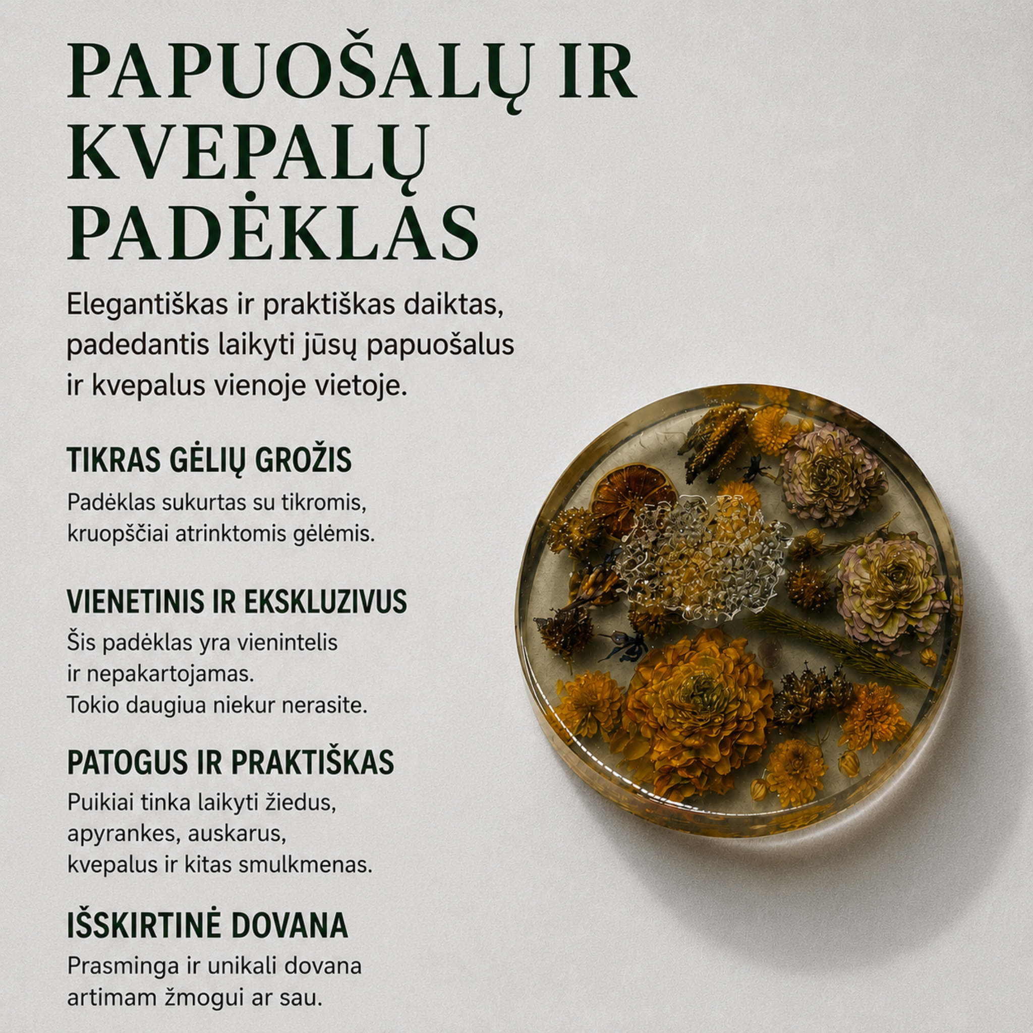 Padėkliukas papuošalams ir kvepalams laikyti