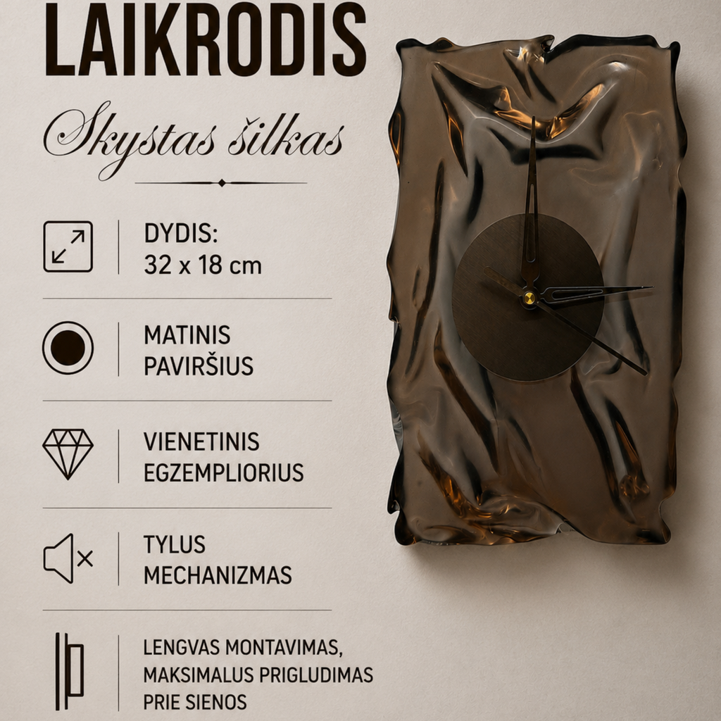 Laikrodis „Skystas šilkas“ technika