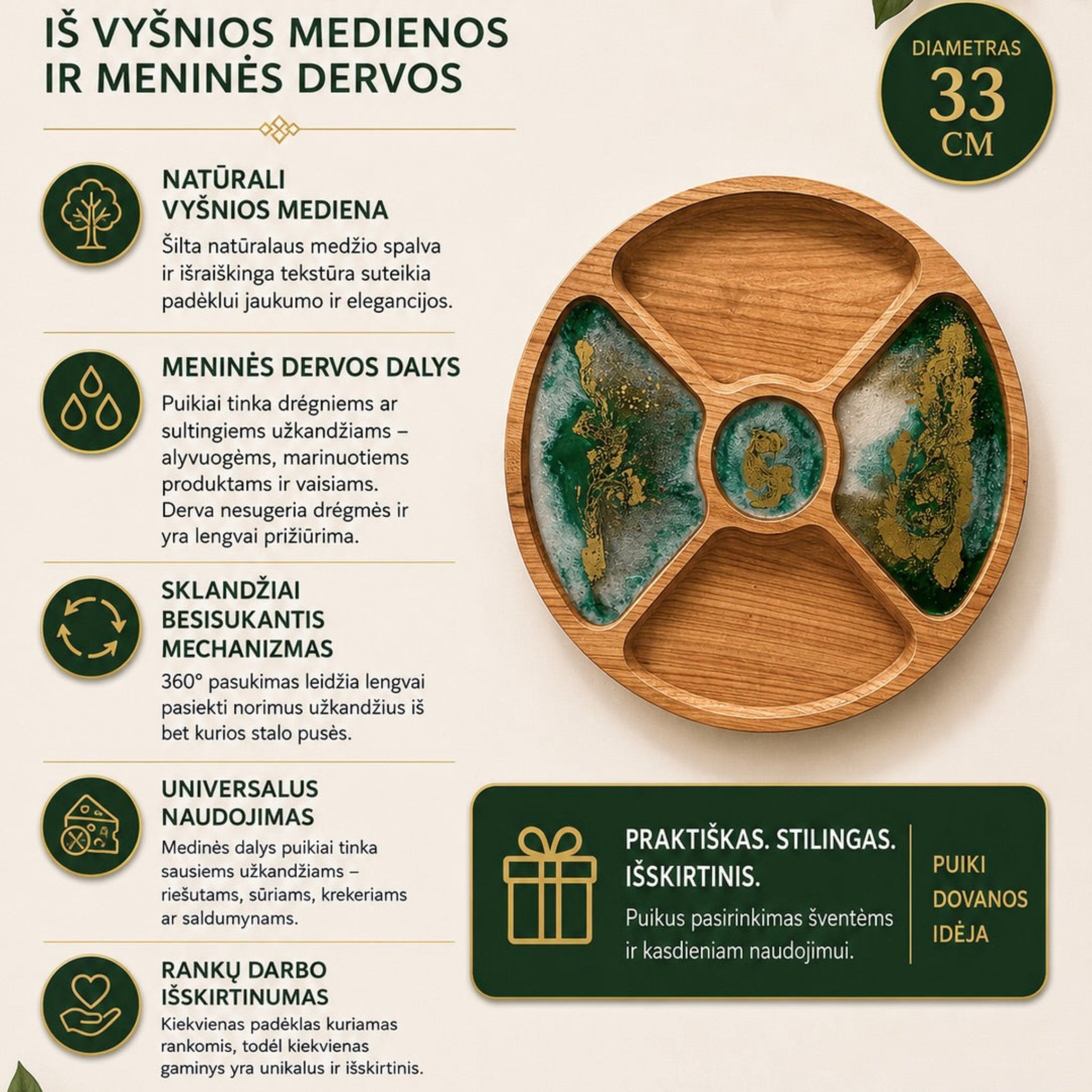 Užkandžių padėklas su besisukančiu mechanizmu